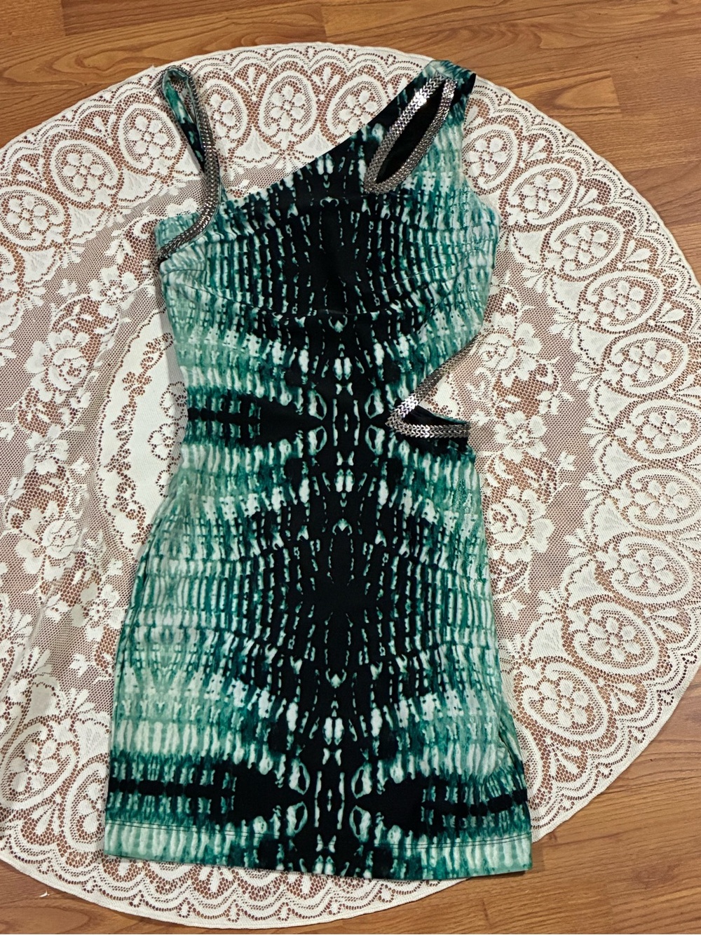 Bebe Women's Green Tie-Dye Bodycon Dress XS